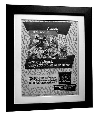 ASWAD+Live And Direct+POSTER+AD+RARE ORIGINAL 1983+FRAMED+EXPRESS GLOBAL SHIP