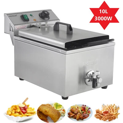 Profi Edelstahl Gastronomie Imbiss Elekto Friteuse Fritteuse Fritöse 10L 3000W - Bild 1 von 4