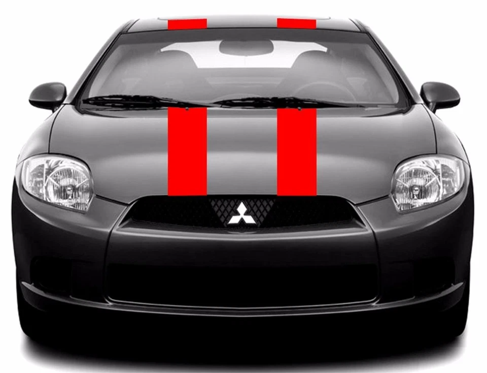Se adapta a Mitsubishi ECLIPSE Center RACING STRIPES 6" doble vinilo calcomanías gráficos Foto 4 de 4