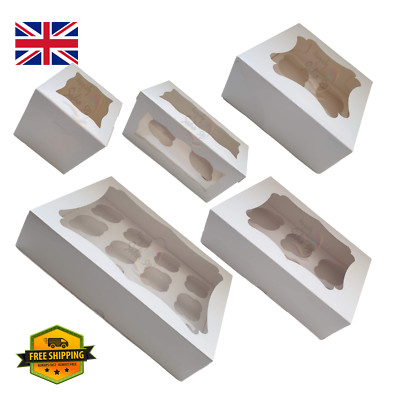 Weiße Cupcake Boxen 1 2 4 6 12 24 halten Cup Cakes mit herausnehmbaren Tabletts