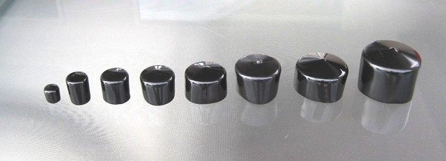 Prescott Plastics 8 Pack: Square Black Vinyl End Cap 2.0 Flexible Pipe Post Rubber Cover 2