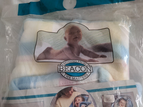 Vintage NIP Sealed Baby Bunting or Soft Blanket Beacon Acrylic Pastel Plaid USA - Picture 2 of 8