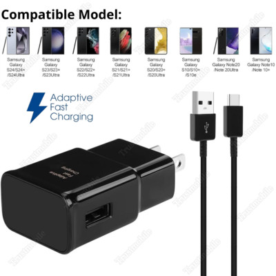 For Android Samsung Galaxy Fast Charger Adapter Type C With Phone Charging Cable
