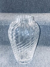 Vintage Tiffany & Co. 13 1/4 Oriental Flower Vase Clear Large Glass Optic Swirl