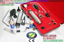 NEW Incredible 3.2V Pro LED OTOSCOPE OPTHALMOSCOPE Set w/ Hard Case +FREE 3 BULB