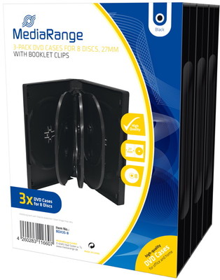 60 Mediarange DVD Hüllen 8er Box 27 mm für je 8 BD / CD / DVD schwarz