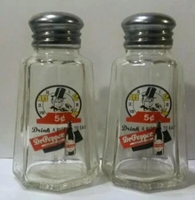 A Nice Set of Dr. Pepper 10 2 4 Salt & Pepper Shakers 3¾" Tall