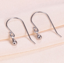 925 Sterling Silver Ball Round Tear Drop Hook Dangle Earrings Women Girl I120