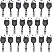 20 Pack Retractable Clip-on Carabiner ID Badge Holder Reels Up to 1.75 Feet