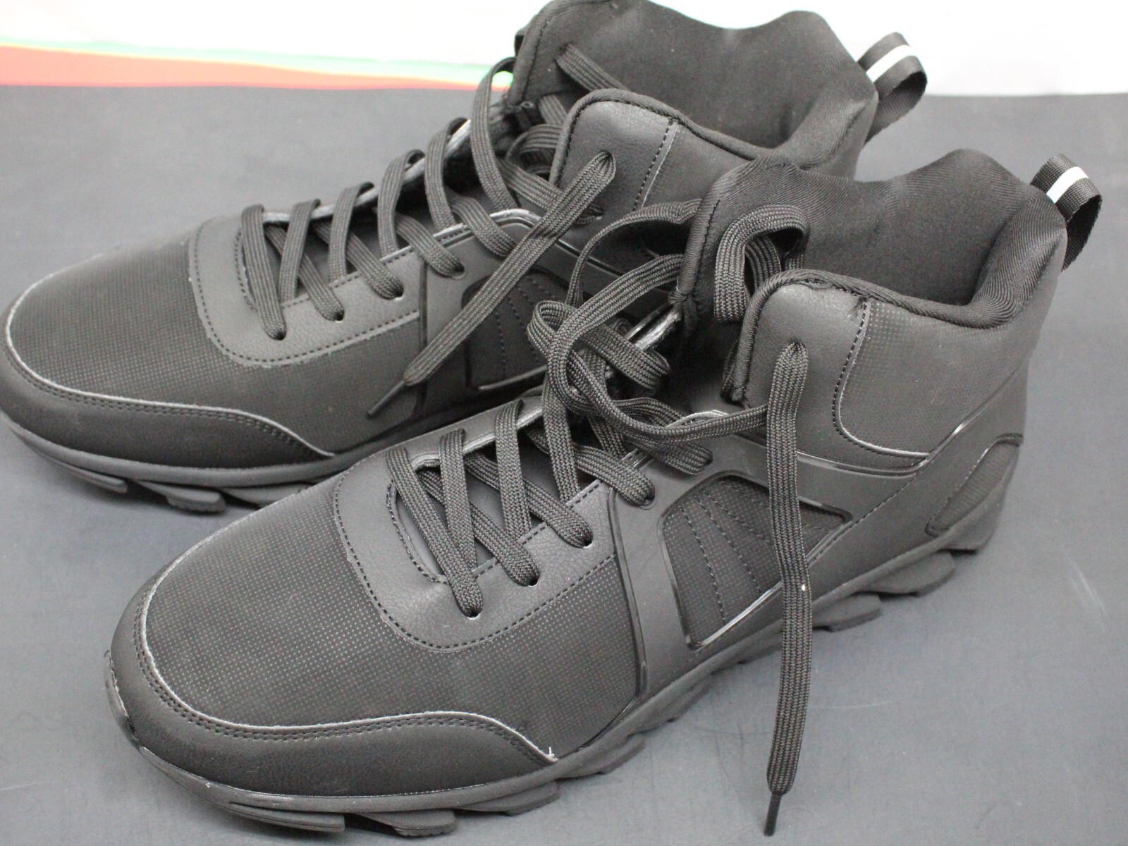 Bronax Black Men Shoes Size 14 EUR 48 Lace up NEW Bottom of sole 13.25