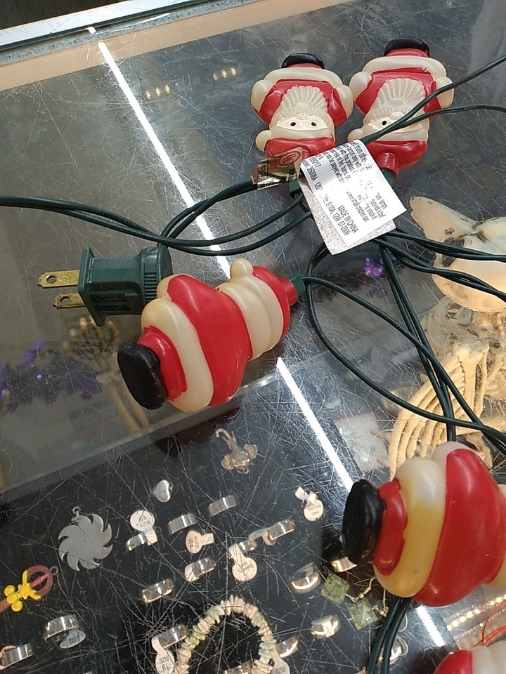 Vintage Christmas Blow Mold Indoor String Santa Clause Lights 10 Light