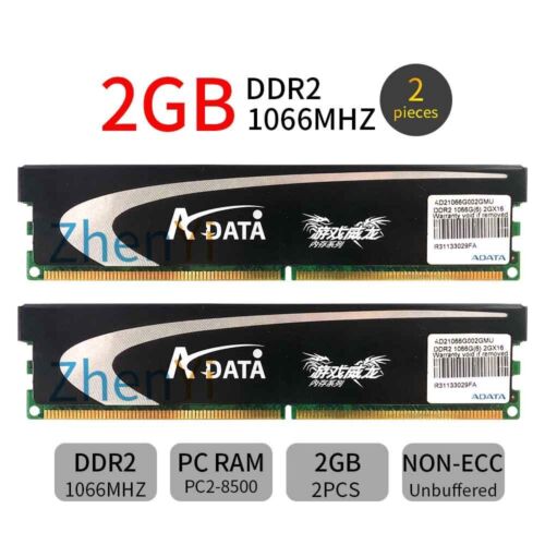 4Go 2x 2Go DDR2 PC2-8500U 1066MHz compatible avec 1000MHz 900mhz RAM ADATA FR - Photo 1/8