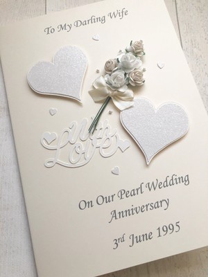 Personalised 30th WEDDING ANNIVERSARY CARD Pearl Anniversary Wife Husband  Couple