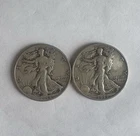 Lot of (2) Walking Liberty Half Dollars Circulated US Coins 1944 and 1944 S
