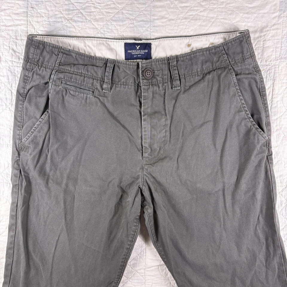 American Eagle Pants Mens 33x30 Gray Original Straight Casual Chino Cotton - Image 3 of 4