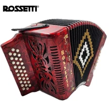 Rossetti 3112 GCF Sol 31 Button Diatonic Accordion - Red w/ Straps & Hard Case