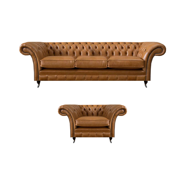 Wohnzimmer Design Leder MöBel Sessel Mit Sofa Dreisitzer Couch Chesterfield-image
