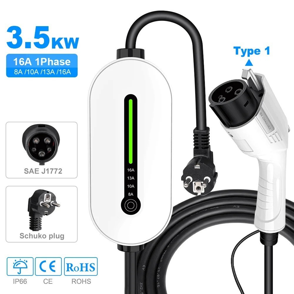 IPENGEN EV充電ケーブル 本体 IPENGEN EV Portable Charger Type2 /GBT Plug Connector 16A 1Phase