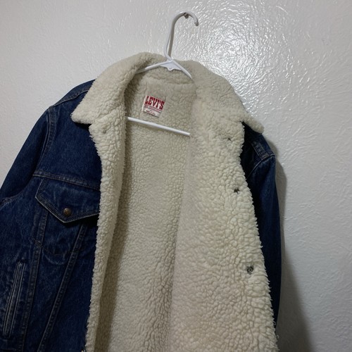 Vintage 80s Levi's Sherpa Lined Trucker Denim Jacket Size 40L USA Made - Picture 15 of 18