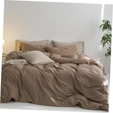 100 Washed Cotton Duvet Cover Set Queen Size Soft Thick Bedding Ultra Soft