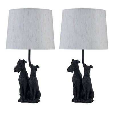 2er Set Hunde Tischlampe Nachttischlampen Retro Tier Schlafzimmer Leuchte