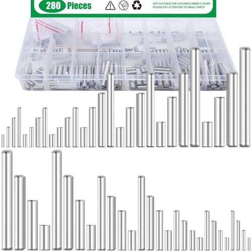 280Pcs 28 Sizes 304 Stainless Steel Dowel Pins Assortment Set, M1.5 M2 M2.5 M...
