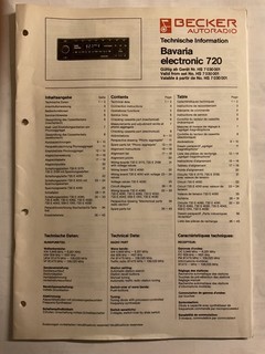 BECKER AUTORADIO BAVARIA ELECTRONIC 720 REPARATURANLEITUNG SCHALTBILDER…