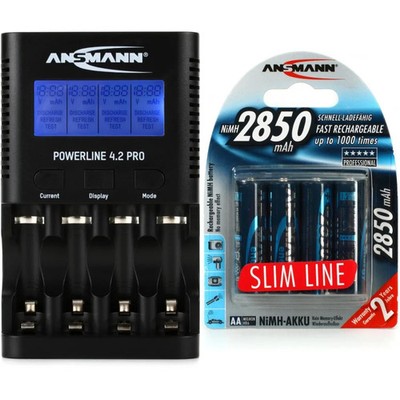 Ansmann Powerline 4.2 Pro Battery Charger + (4) AA Batteries