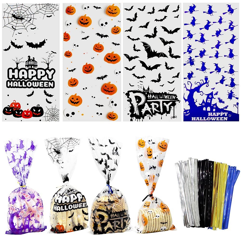 Halloween Cellophane Bags with Ties Trick or Treat Bags Party Supplies Candy
