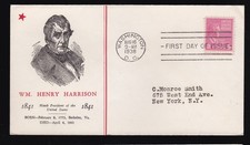WILLIAM HENRY HARRISON PREXY #814 US FIRST DAY COVER 1938, LINPRINT CACHET FDC