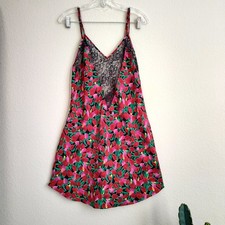 VTG Victoria's Secret Red Floral Satin Lace Trim Slip Dress Nightgown Large