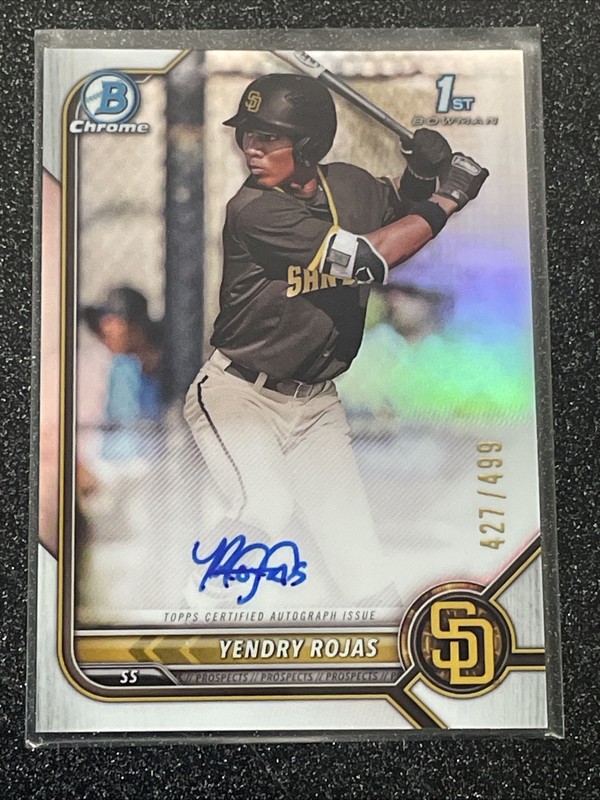 2022 Bowman Chrome Yendry Rojas Auto 1st Prospect Refractor #/499 Padres