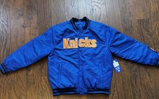 New York Knicks NBA Mens Ultra Game Starter Satin Bomber Varsity Jacket L size
