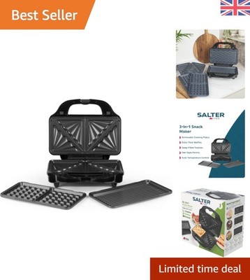 3-in-1 Snack Maker: Antihaft Waffel-, Sandwich- & Panini Presse - 900W