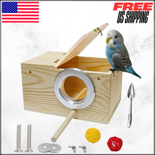 Wooden Parakeet Nest Box Breeding House for Budgies Lovebirds Finches 7.8"