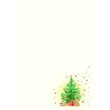 Weihnachten Skorpion's Art DIN A4 Briefpapier  Tannenbaum mit Teddy und Sternen