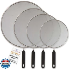 U.S. Kitchen Supply 4-Piece Stainless Steel Splatter Guard Set (1