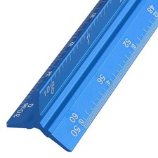 Kyuionty Engineer Scale Ruler 12 Inch, Aluminum Imperial Blue, Blue