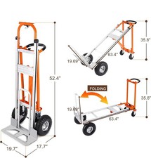 Aluminum 3in1 Convertible Hand Truck Dolly 770lb Rubber Wheels &Ergonomic Handls