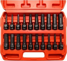 20pc 12 Drive Impact Hex Bit Socket Set Sae Metric Allen 14-34 6-19mm Usa