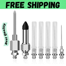 Grease Gun Needle Tip Kit 7 Pcs, 5Pc Grease Gun Needle Tip Mouth+ 1Pc Rubber Ada