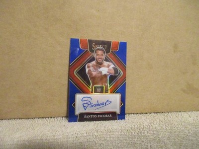 2022 PANINI SELECT WWE SIGNATURES SANTOS ESCOBAR #SG-SES BLUE PRIZM AUTO 37/49