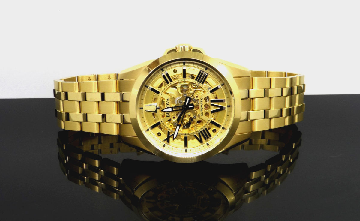 Bulova 97A162 Sutton Exhibition Case 21-jewel Automatic Gold Tone