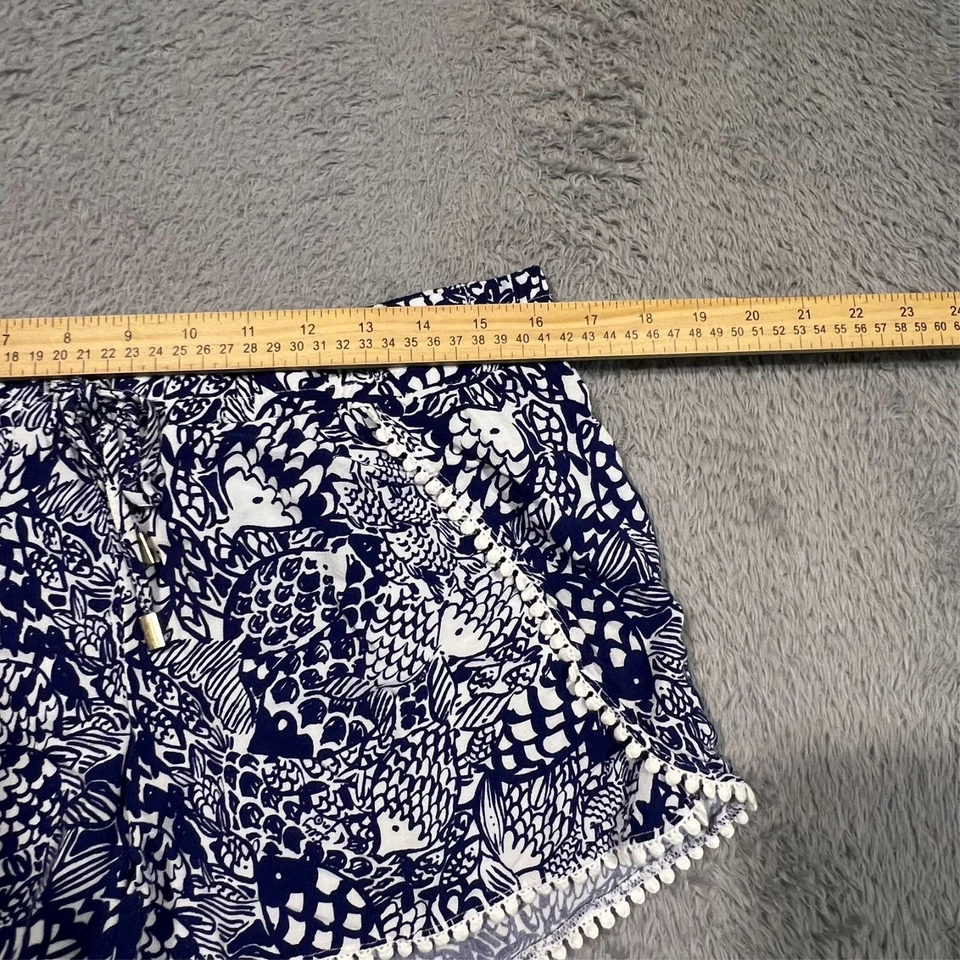 Шорты для отдыха Lilly Pulitzer синие белые с рыбьим принтом на шнурке размер M - Изображение 4 из 4