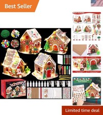 Creative 4-Pack Gingerbread House Craft Kit with Accessories for Family Cheer