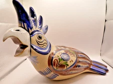Tonala Mateos Cockatiel 16" Hand Painted & Life Size Signed Mexican Pottery