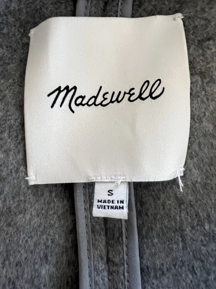 Madewell Elmcourt Blanket Long Coat Women Small Gray Wool Button Preppy Academia - Image 3 of 4