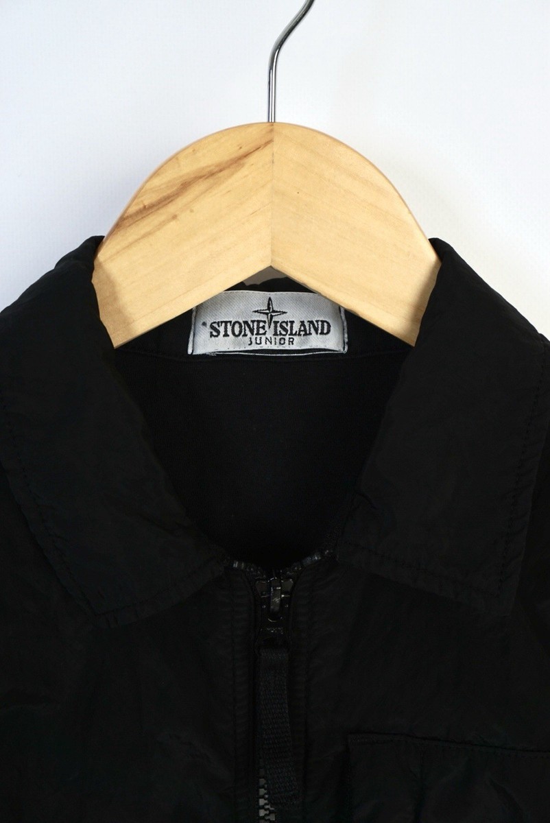 Stone Island Junior Black Nylon Zip Jacket Overshirt – Size 10