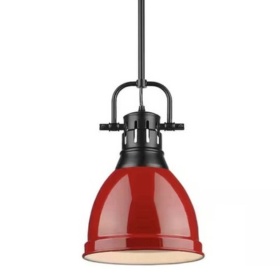 Golden Lighting 3604-S BLK-RD Duncan 9'' Pewter Black Shade Pendant Light Fixture