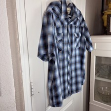 Wrangler Shirt Mens 2XL Red White Blue Western Pearl Snap Plaid Short Sleeve